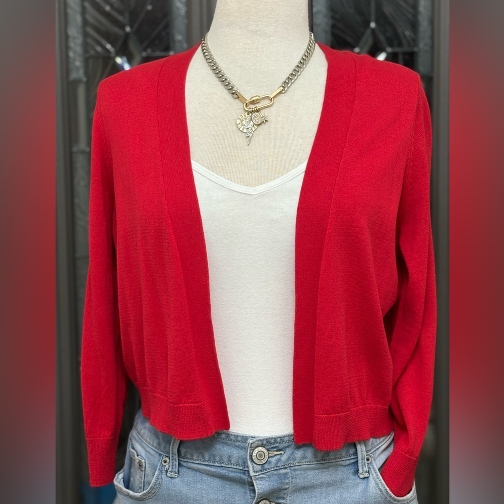 Talbots Red Women's Open Front Cardigan Sweater
